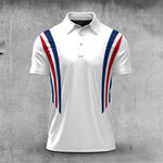 2026 Red Blue Lines White Men Polo Shirt