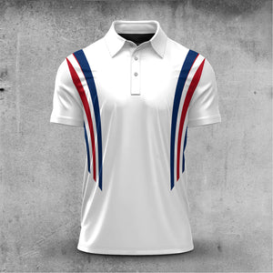 2026 Red Blue Lines White Men Polo Shirt