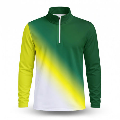 Ombre Green Yellow  Men Quarter-zip Pullover