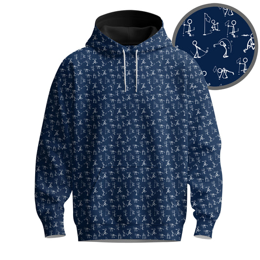 Stick Figures Blue White Men-Hoodie