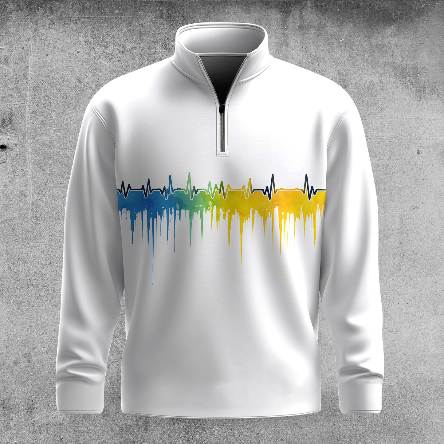 Yellow Blue Water Color  Men Quarter-zip Pullover