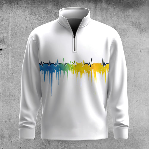 Yellow Blue Water Color  Men Quarter-zip Pullover
