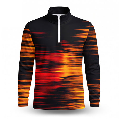2027  Black Yellow Orange Men Quarter-zip Pullover
