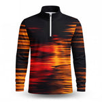 2027  Black Yellow Orange Men Quarter-zip Pullover