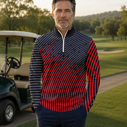 Circular Pattern Black Red 2026  Men Quarter-zip Pullover