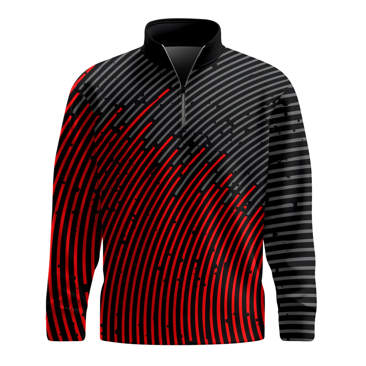 Circular Pattern Black Red 2026  Men Quarter-zip Pullover