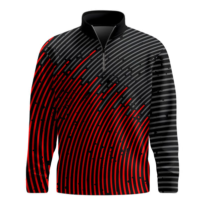 Circular Pattern Black Red 2026  Men Quarter-zip Pullover