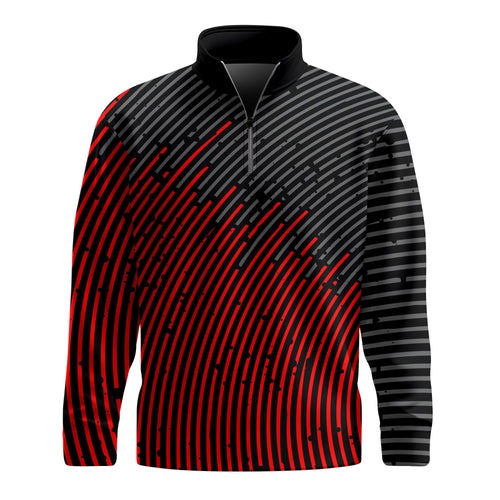 Circular Pattern Black Red 2026  Men Quarter-zip Pullover