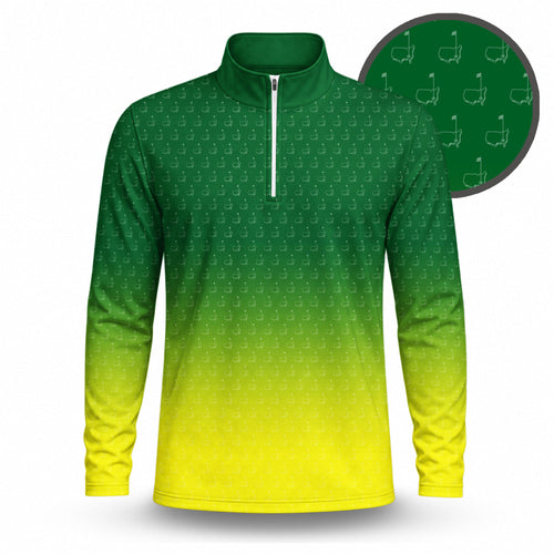 Gradient Green Yellow  Seamless Pattern Men Quarter-zip Pullover Mk New