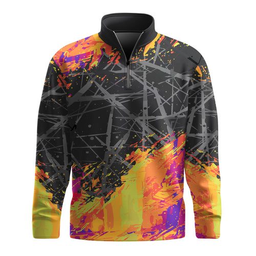 Loud Black Orange Galaxy  Men Quarter-zip Pullover