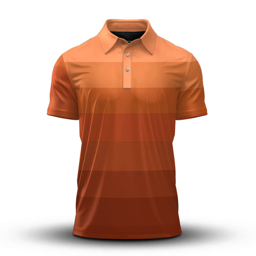 Gradient Orange Horizontal Lines Men Polo Shirt