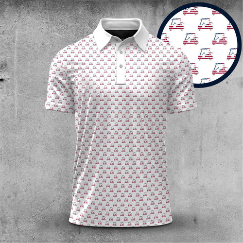 America Golf Cart Pattern 2026  Men Polo Shirt