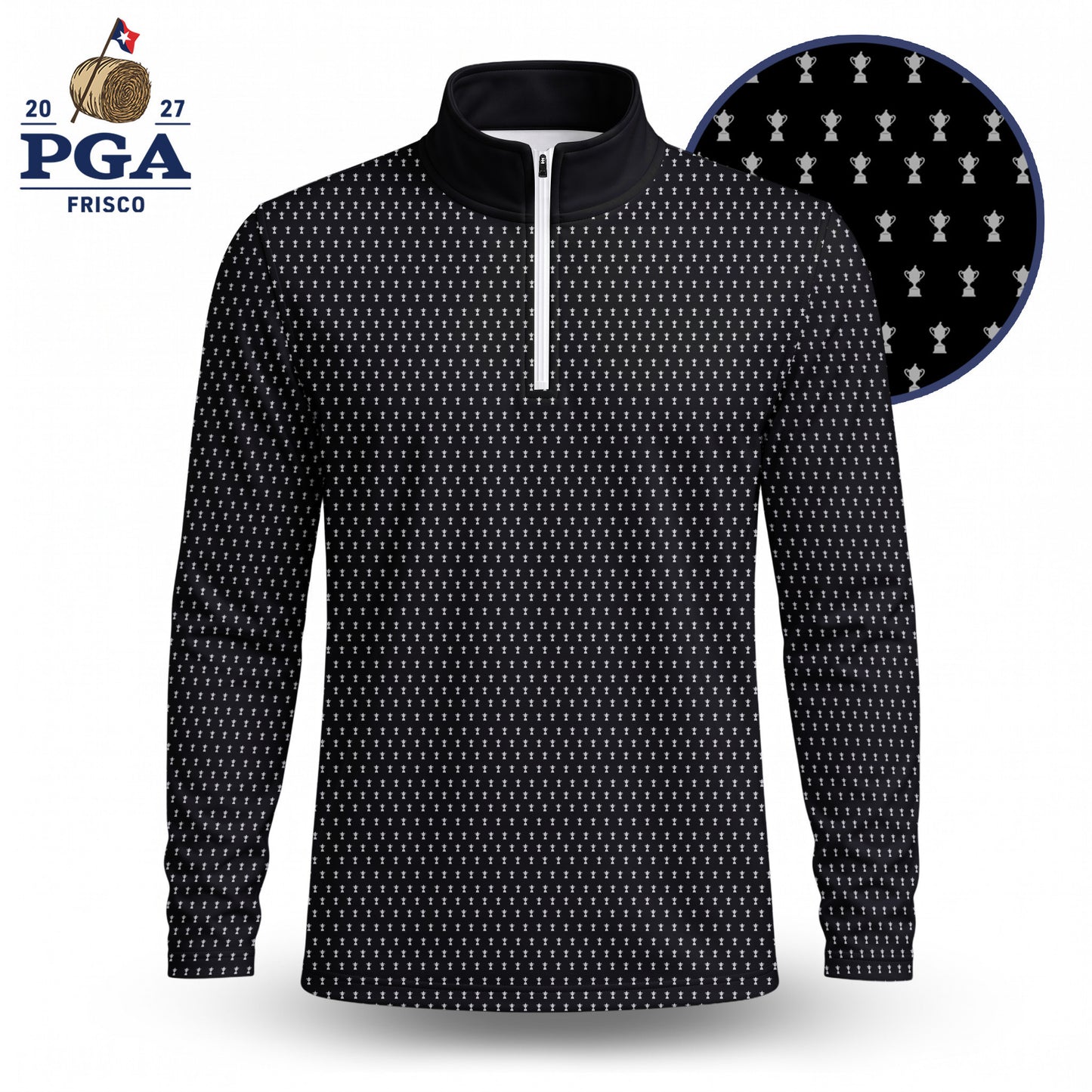 2027  Trophy Pattern Black Men Quarter-zip Pullover