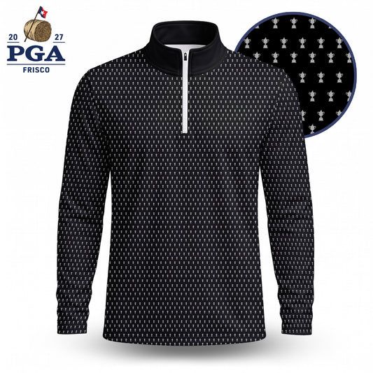 2027  Trophy Pattern Black Men Quarter-zip Pullover
