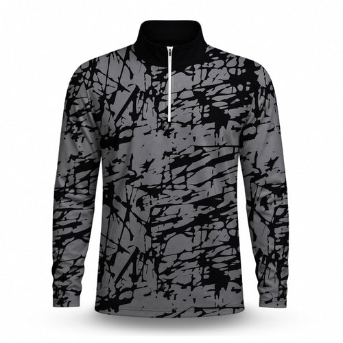Black Grey Scratch 2027 Men Quarter-zip Pullover