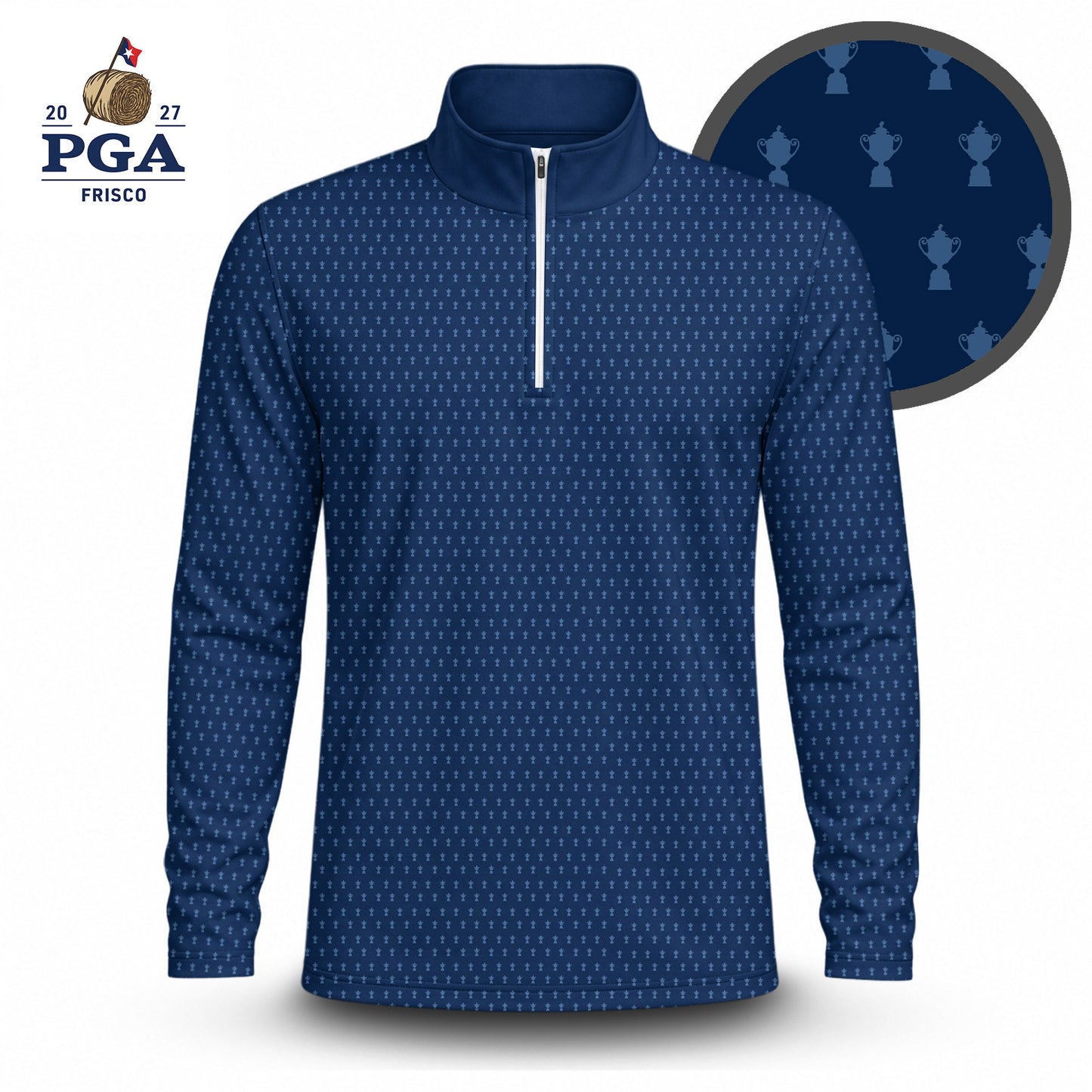 2027  Trophy Pattern Blue Men Quarter-zip Pullover
