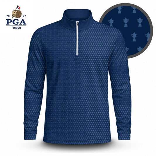 2027  Trophy Pattern Blue Men Quarter-zip Pullover