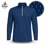2027  Trophy Pattern Blue Men Quarter-zip Pullover