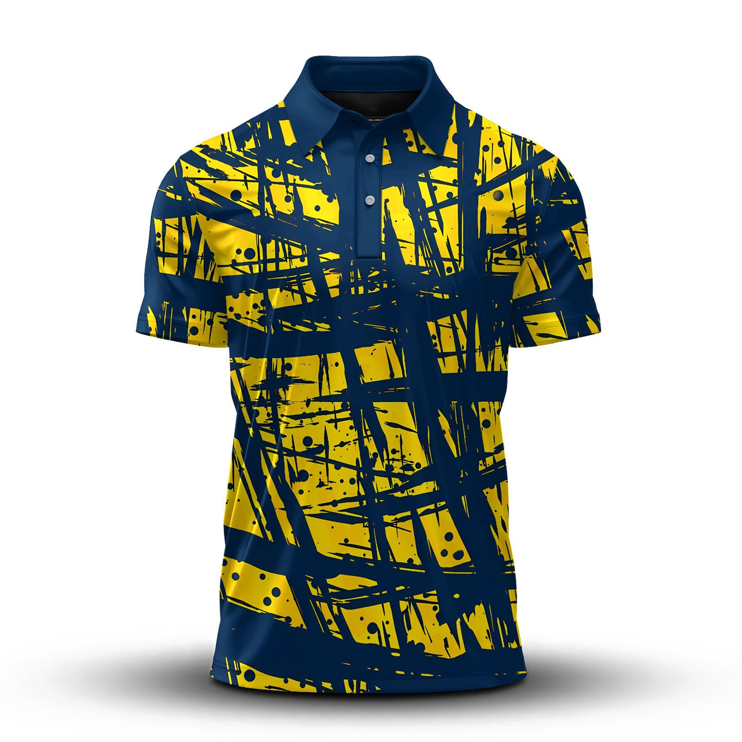 Yellow Dark Blue Men Polo Shirt