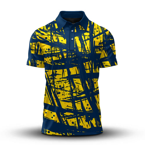 Yellow Dark Blue Men Polo Shirt