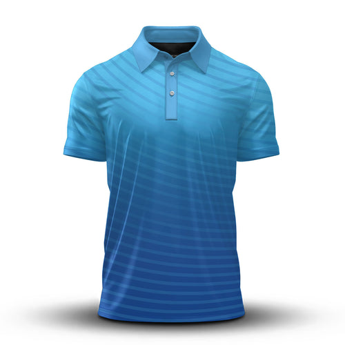 Blue Dark Blue Circle Men Polo Shirt
