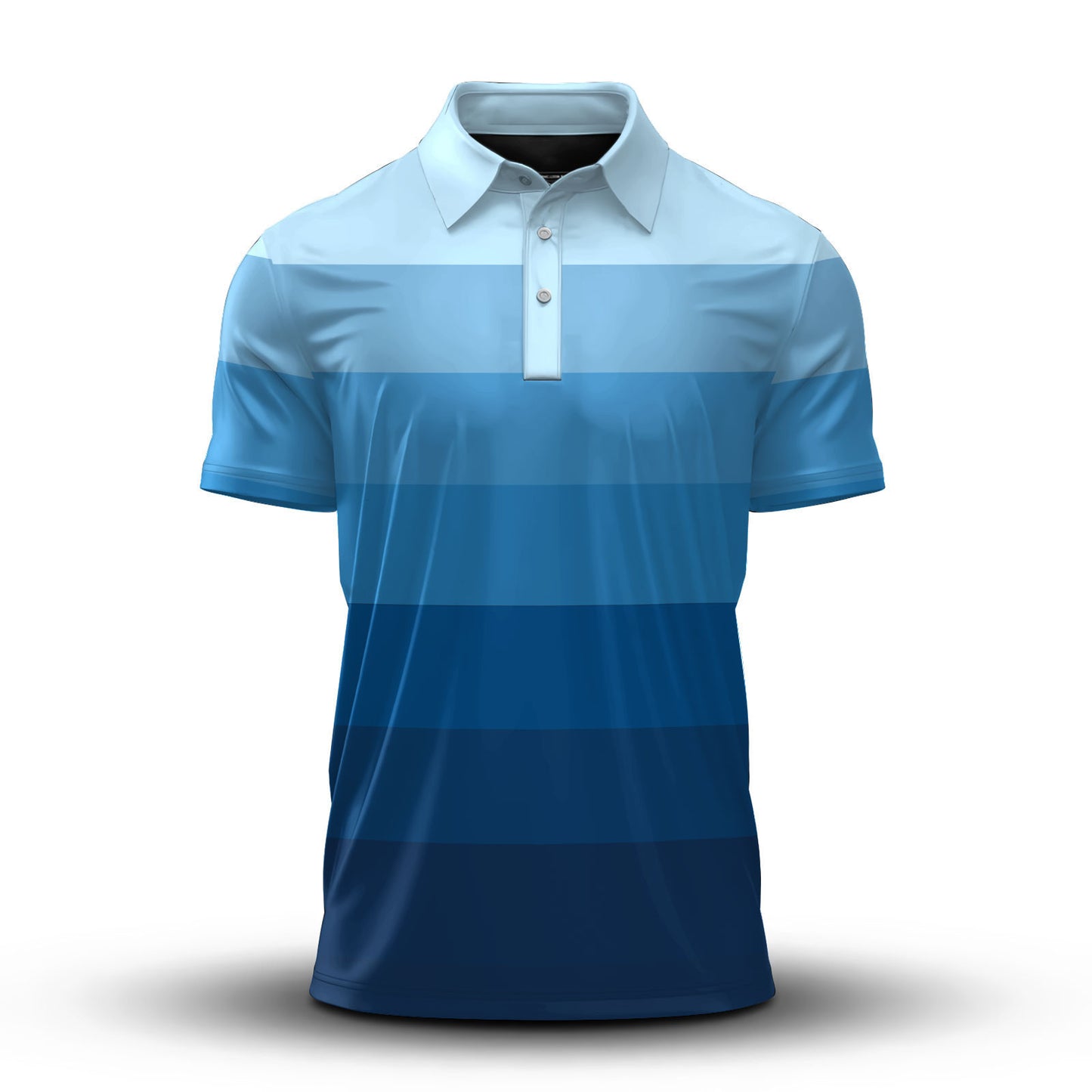 2026  Gradient Blue Horizontal Lines Men Polo Shirt