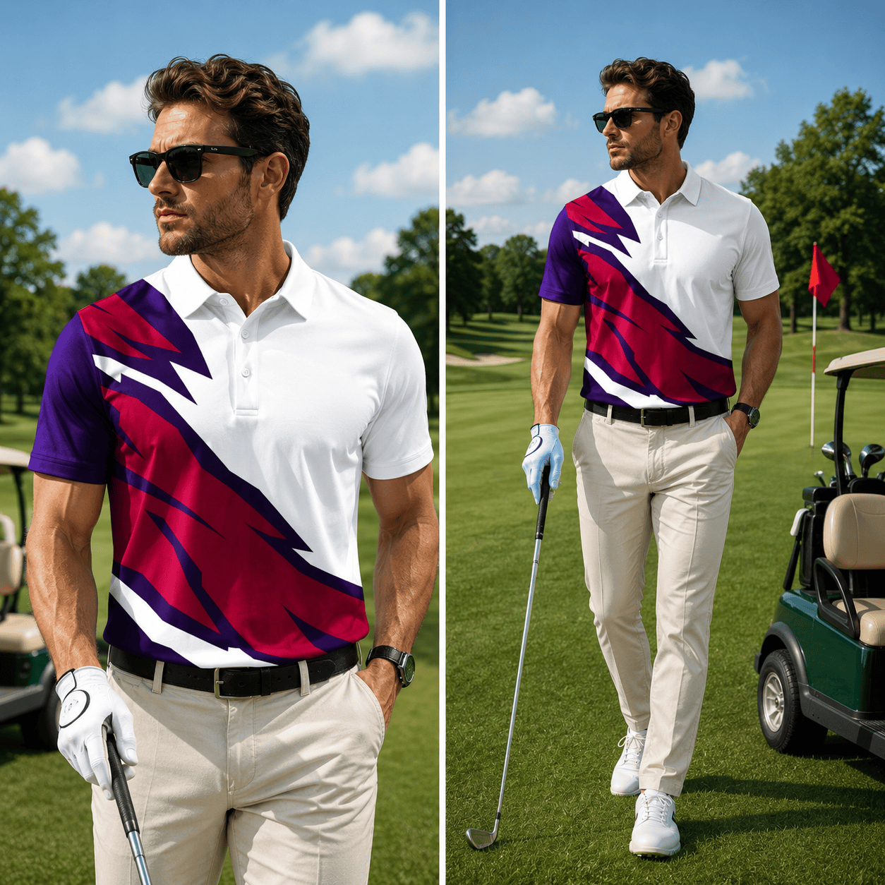 2027 Red Purple Men Polo Shirt
