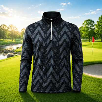 Black Grey Men Quarter-zip Pullover