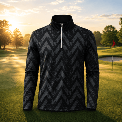 Black Grey Men Quarter-zip Pullover
