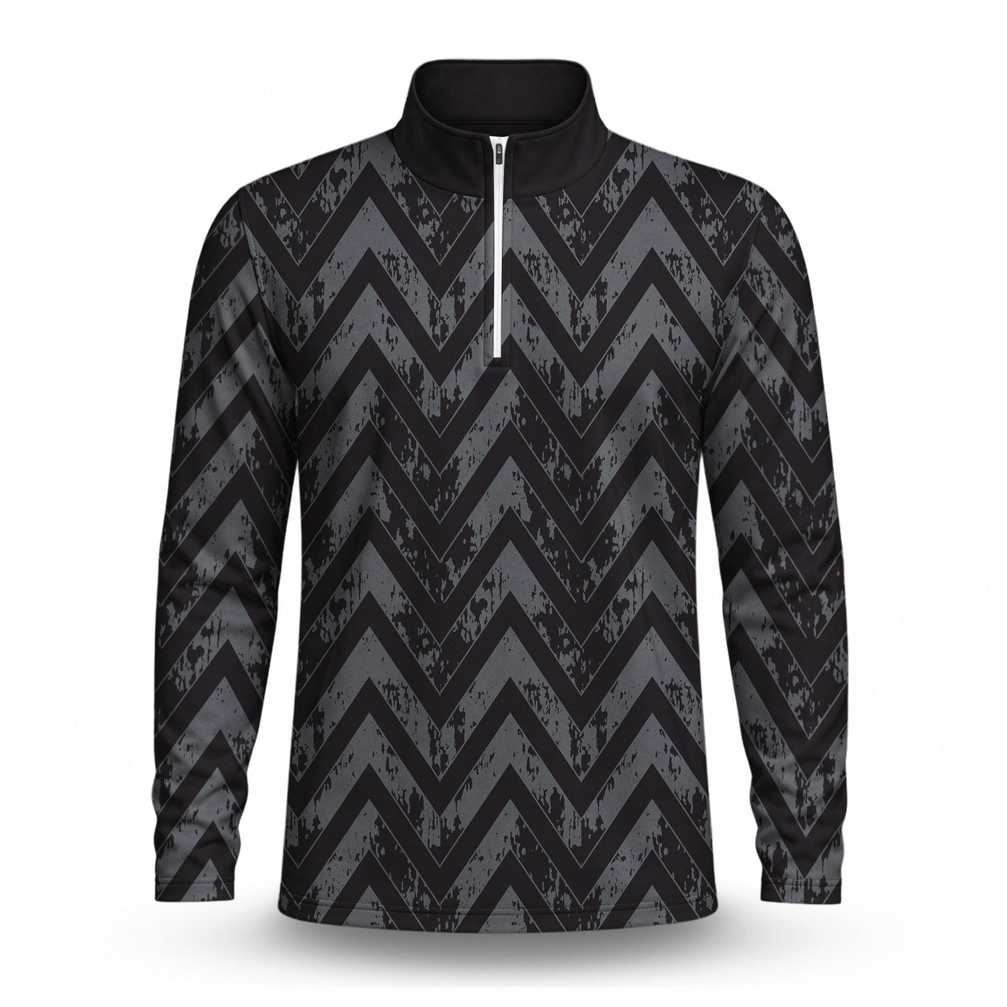 Black Grey Men Quarter-zip Pullover