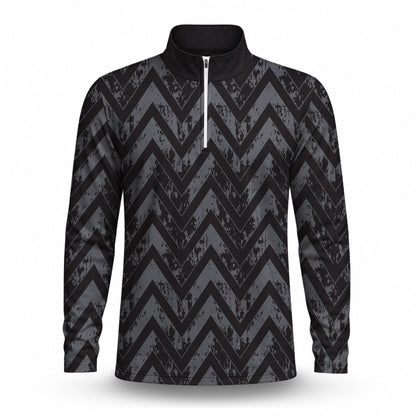 Black Grey Men Quarter-zip Pullover