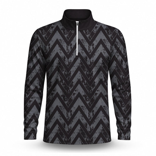 Black Grey Men Quarter-zip Pullover