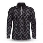 Black Grey Men Quarter-zip Pullover