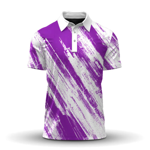 Sporty Purple Pattern  Men Polo Shirt