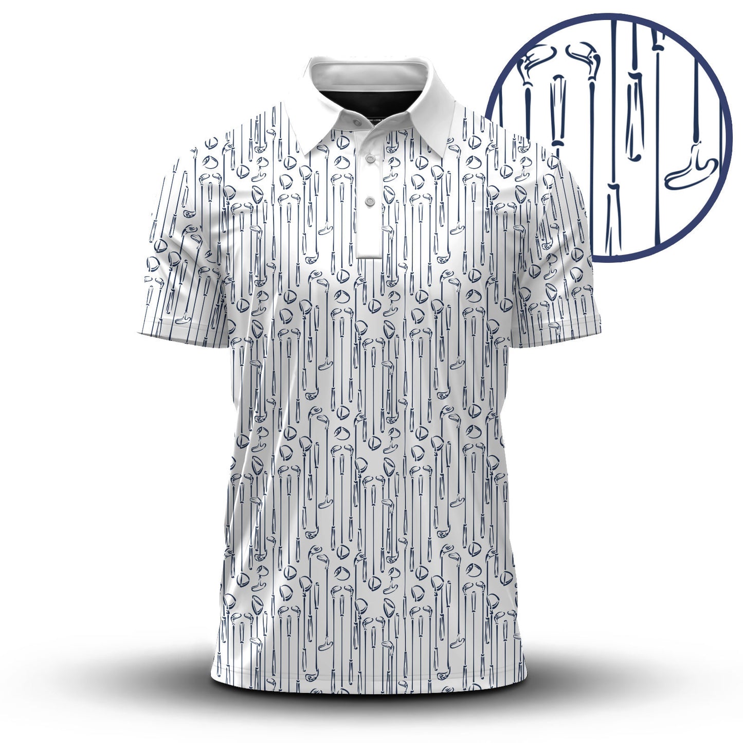 Blue Golf Clubs Pattern 2026  Men Polo Shirt