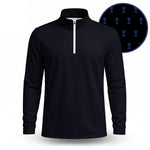 2027  Trophy Pattern Blue Black Men Quarter-zip Pullover