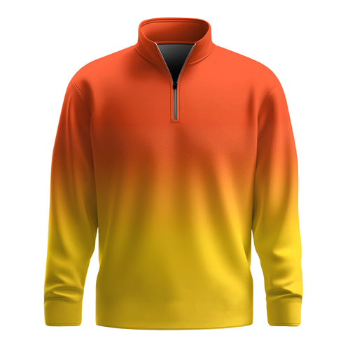 2026 Gradient Orange Yellow Men Quarter-zip Pullover