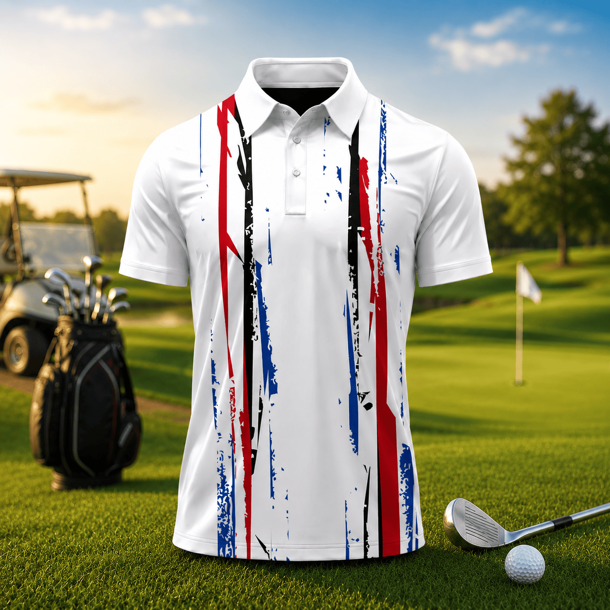 2026 White Black Blue Red Pattern Men Polo Shirt