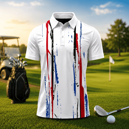 2026 White Black Blue Red Pattern Men Polo Shirt