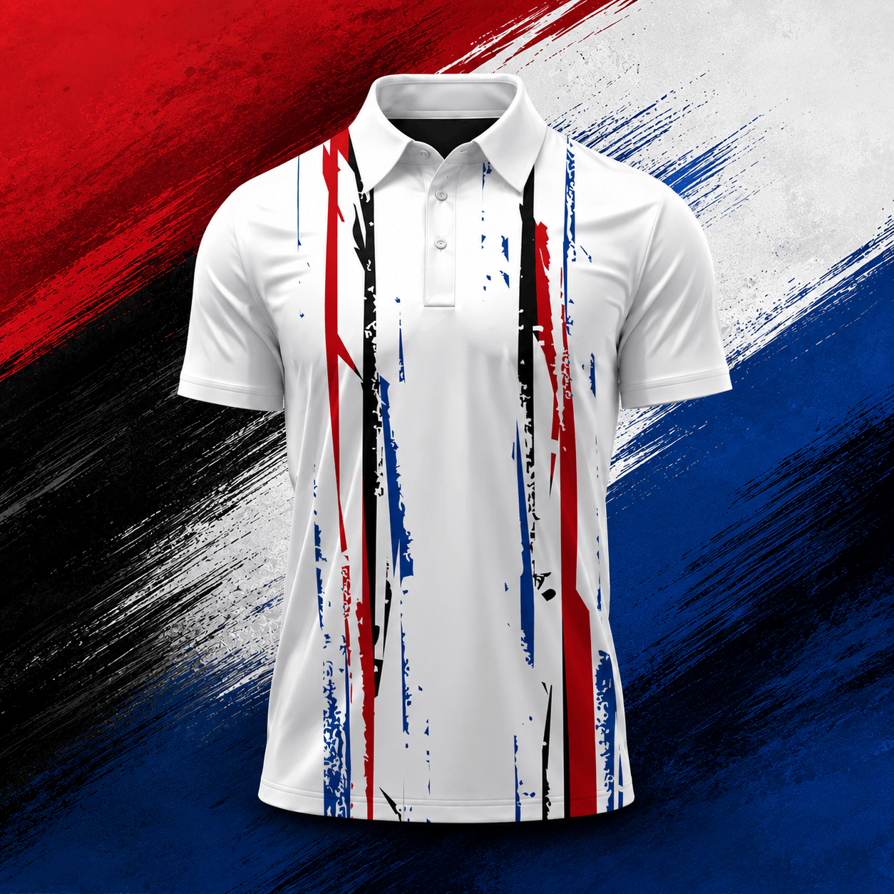 2026 White Black Blue Red Pattern Men Polo Shirt