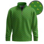 John Deere Pattern Green Sport Men Quarter-zip Pullover
