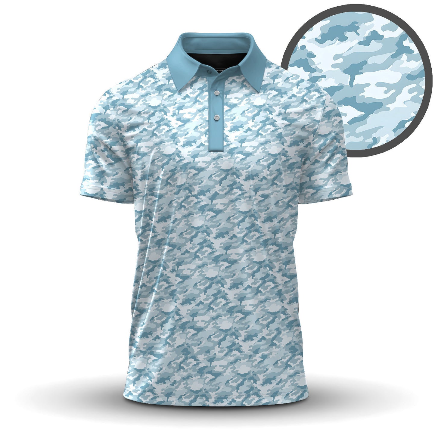 Cyan Camo Pattern 2027  Men Polo Shirt