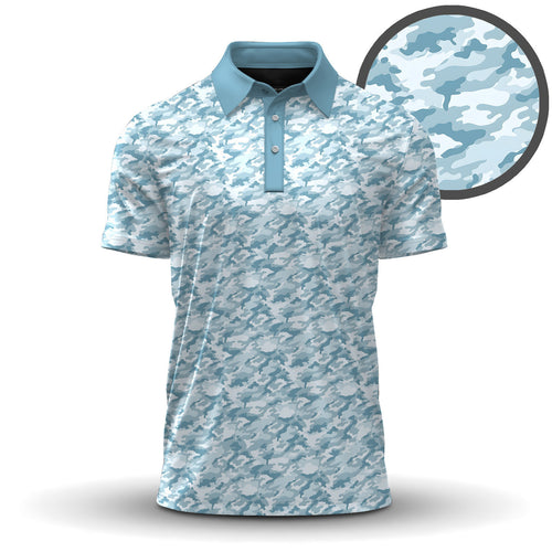 Cyan Camo Pattern 2027  Men Polo Shirt