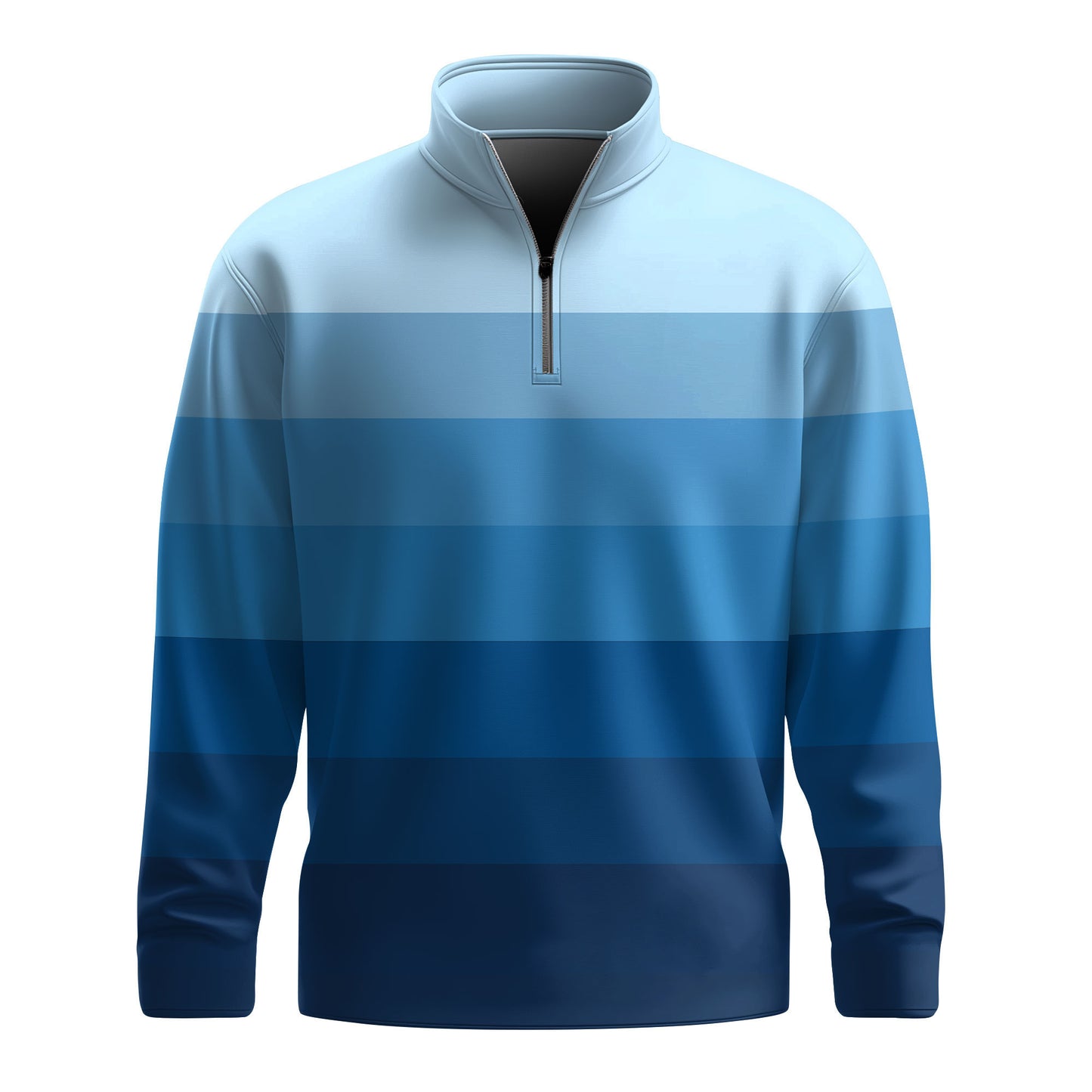 Gradient Blue Horizontal Lines Men Quarter-zip Pullover