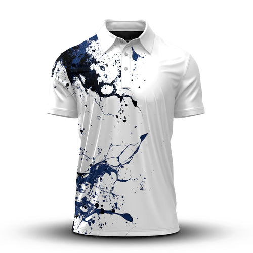2027  Blue Spilled Paint Color Men Polo Shirt