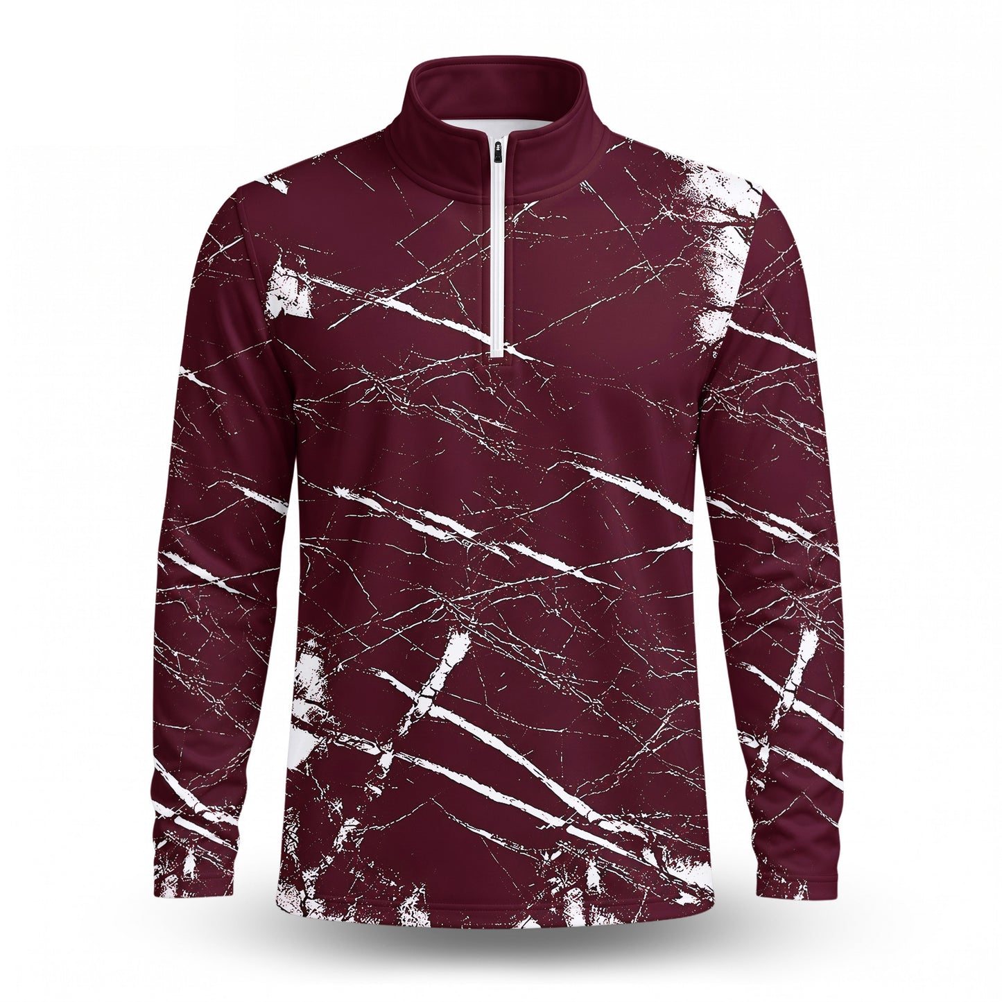 Dark Red  Men Quarter-zip Pullover