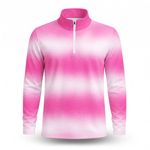 Ombre Pink White  Men Quarter-zip Pullover