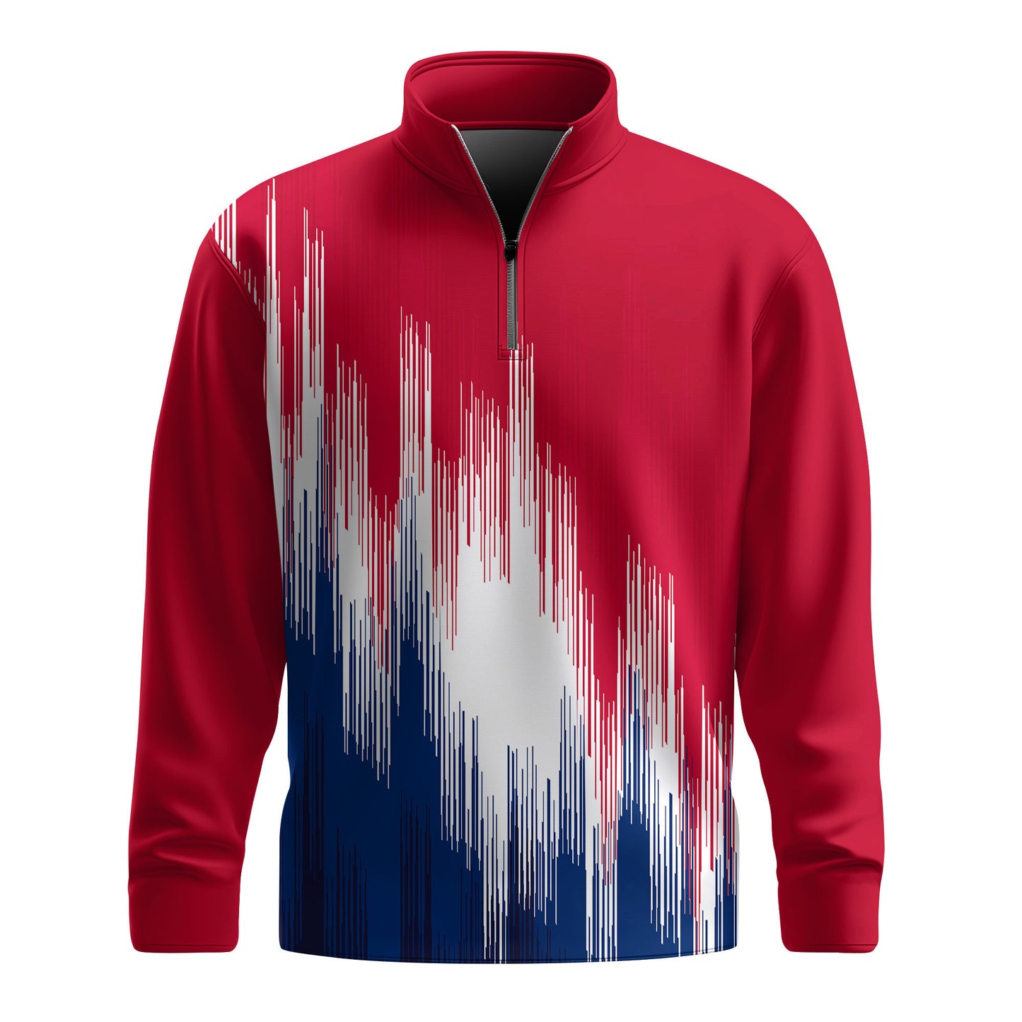 Red Blue White Sporty 2026  Men Quarter-zip Pullover
