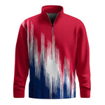 Red Blue White Sporty 2026  Men Quarter-zip Pullover