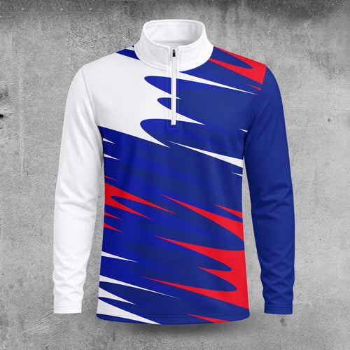 Blue Red White 2027  Sporty Men Quarter-zip Pullover